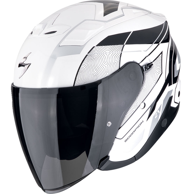 Scorpion EXO-Z1 VUE Motorradhelm mit offenem Gesicht weiß-schwarz-silber