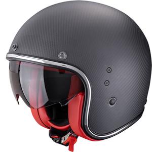 Scorpion Belfast EVO Carbon Solid Motorradhelm mit offenem Gesicht Mattschwarz-Rot