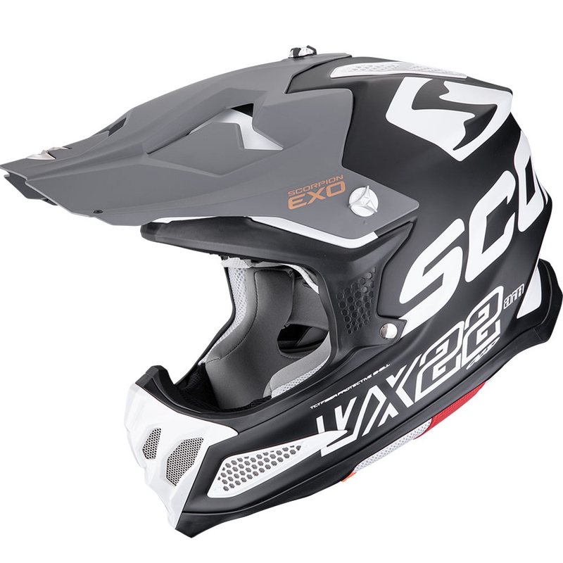 Scorpion VX-22 Air Updown Motocrosshelm schwarz-weiß-grau