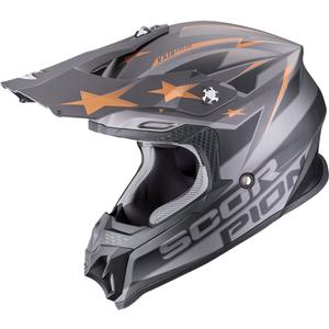Scorpion VX-16 EVO Air Patriot Motocrosshelm silber-schwarz-kupfer