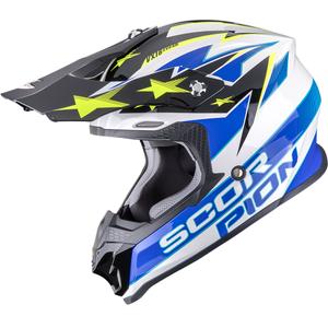 Scorpion VX-16 EVO Air Patriot Motocrosshelm weiß-blau-gelb