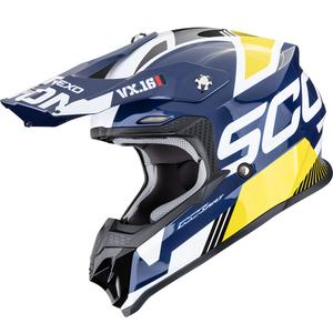 Scorpion VX-16 EVO Air Analog Motocrosshelm weiß-blau-gelb