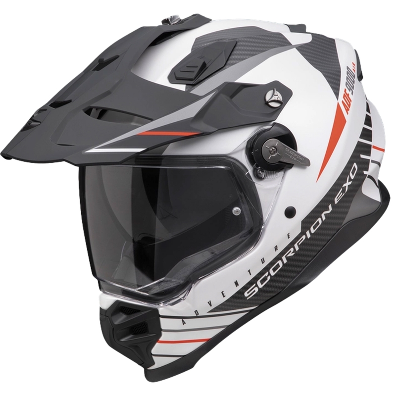 Enduro-Helm Scorpion ADF-9000 Air Feat mattweiß-schwarz-rot