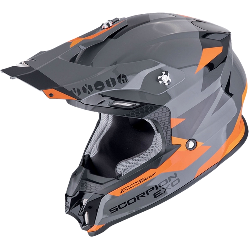 Motocross-Helm Scorpion VX-16 EVO AIR ROD grau-orange