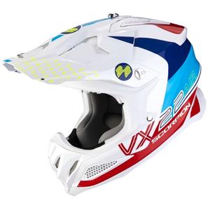 Motocross Helm Scorpion VX-22 Air Ares weiß-blau-rot