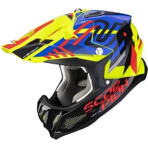 Motocross Helm Scorpion VX-22 Air Neox schwarz-rot-blau-fluo gelb