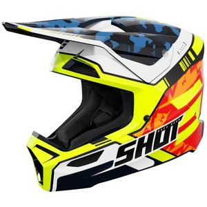 Motocrosshelm Shot Furious Flash Kinder Glänzend Blau-Neongelb