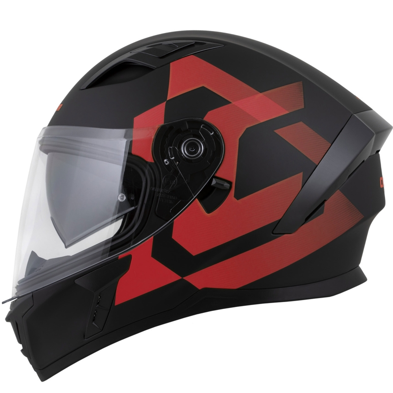 Cassida Orbit Grind Motorrad Integralhelm matt schwarz-rot