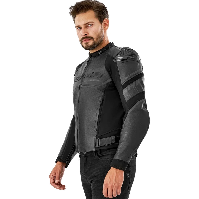 Shima Bandit 2.0 Leder-Motorradjacke schwarz-schwarz