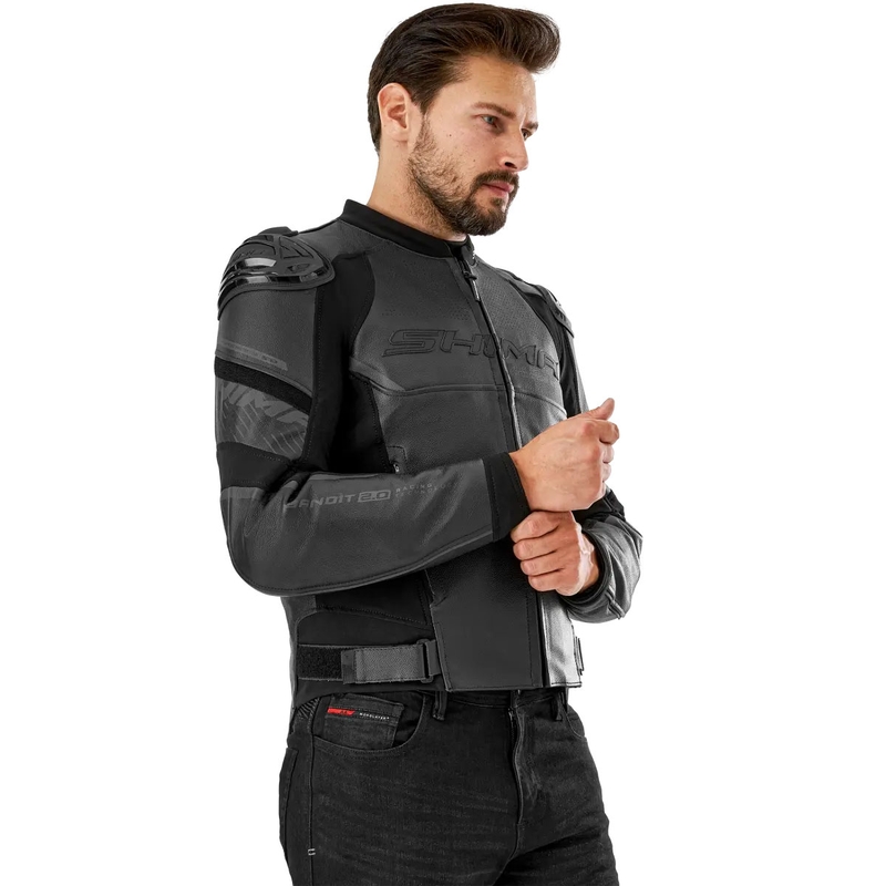 Shima Bandit 2.0 Leder-Motorradjacke schwarz-schwarz