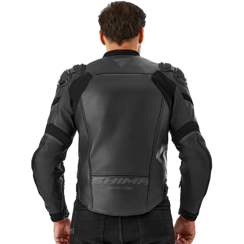 Shima Bandit 2.0 Leder-Motorradjacke schwarz-schwarz