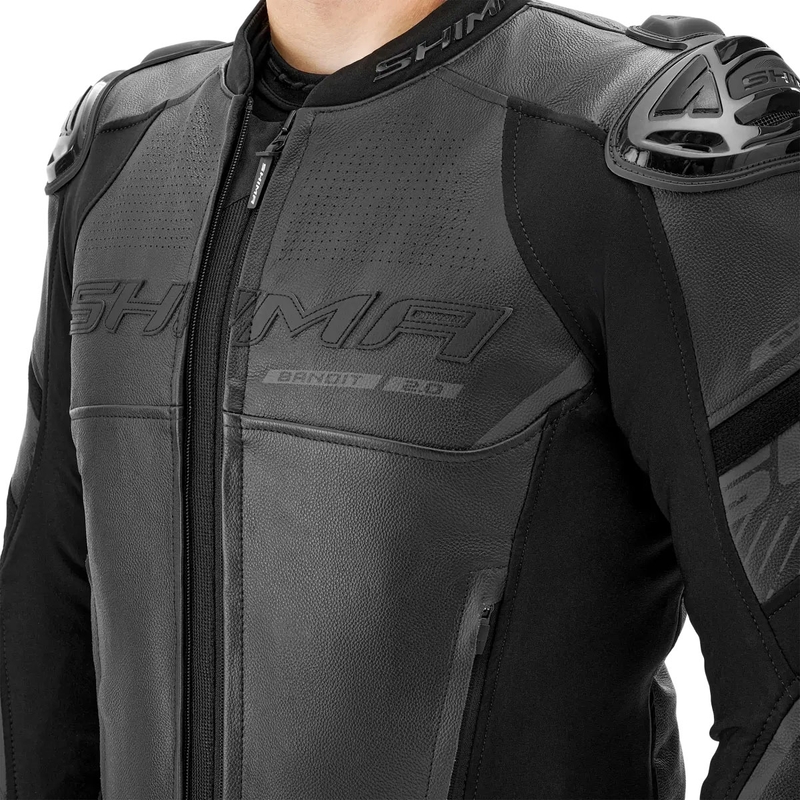 Shima Bandit 2.0 Leder-Motorradjacke schwarz-schwarz