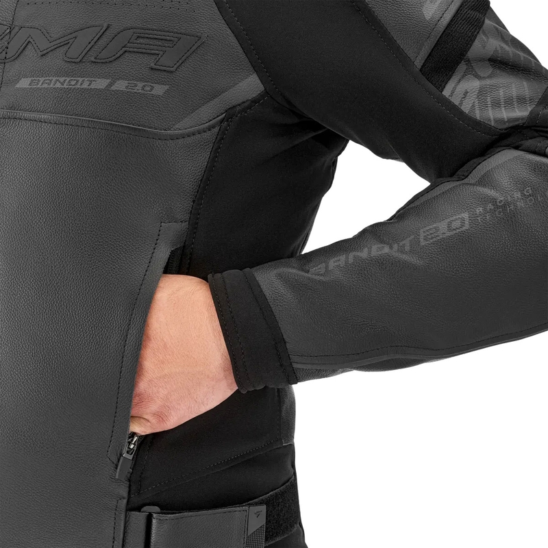 Shima Bandit 2.0 Leder-Motorradjacke schwarz-schwarz