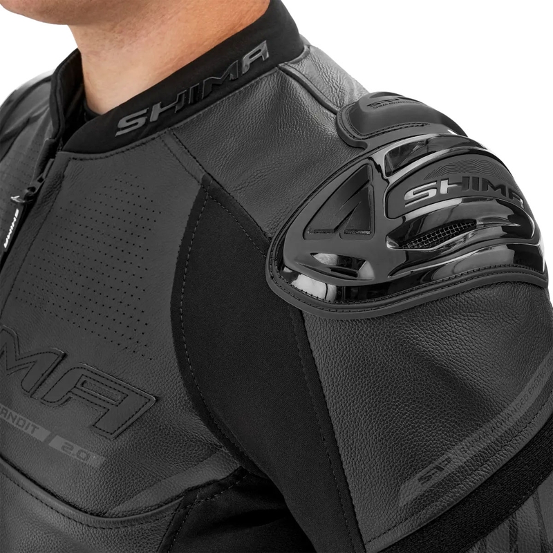 Shima Bandit 2.0 Leder-Motorradjacke schwarz-schwarz