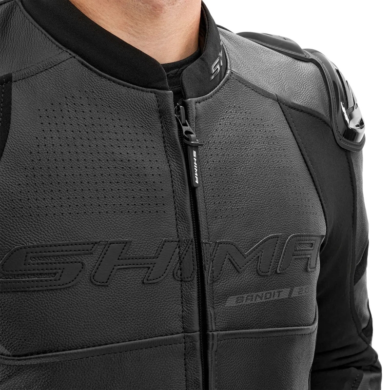 Shima Bandit 2.0 Leder-Motorradjacke schwarz-schwarz