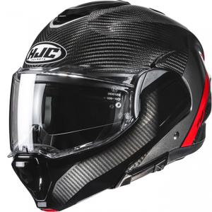 HJC F100 Carbon Stan MC1 Motorrad Klapphelm Schwarz-Rot