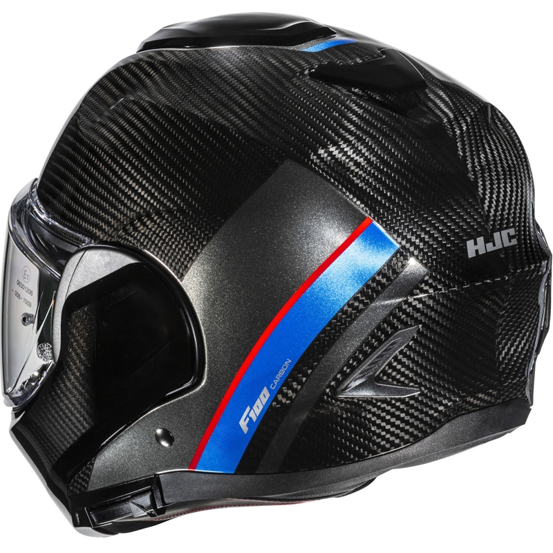 Motorrad-Klapphelm HJC F100 Carbon Stan MC21 schwarz-blau-rot