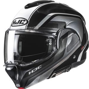 Klapphelm Motorrad HJC F100 Reff MC21 schwarz-silber-weiß