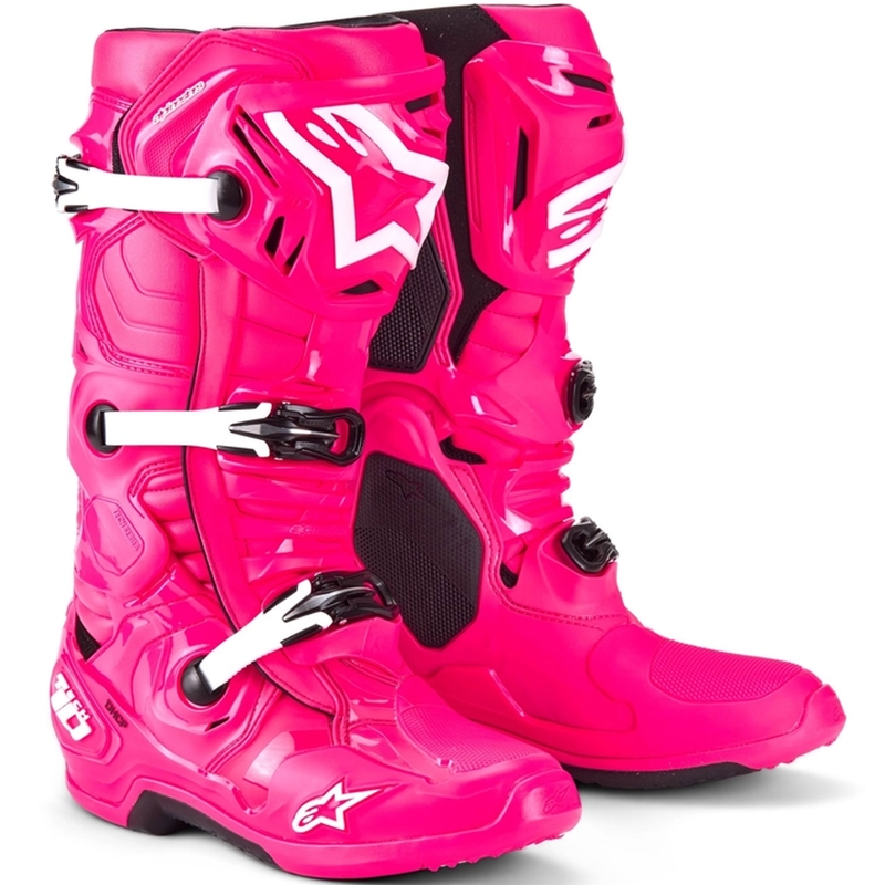 Alpinestars Tech 10 Motorradstiefel pink-schwarz-weiß