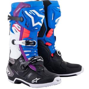 Alpinestars Tech 10 Supervented Motorradstiefel Perforiert Blau-Lila-Pink-Weiß-Grau-Schwarz