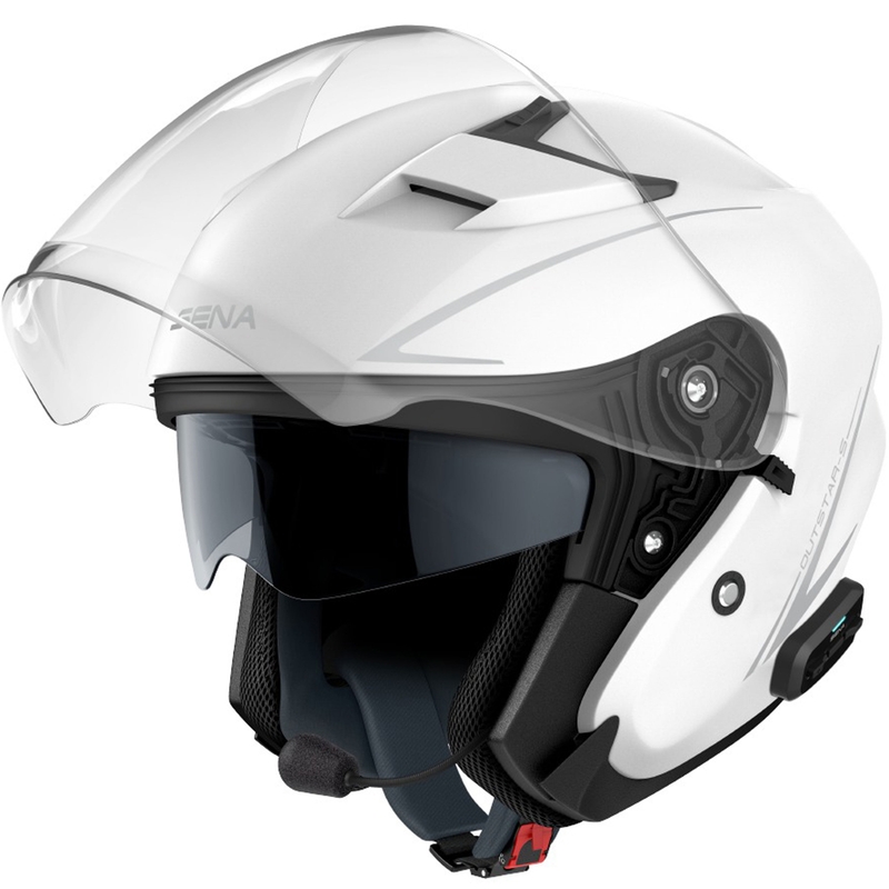 Offener Motorradhelm SENA Outstar S glänzend weiß