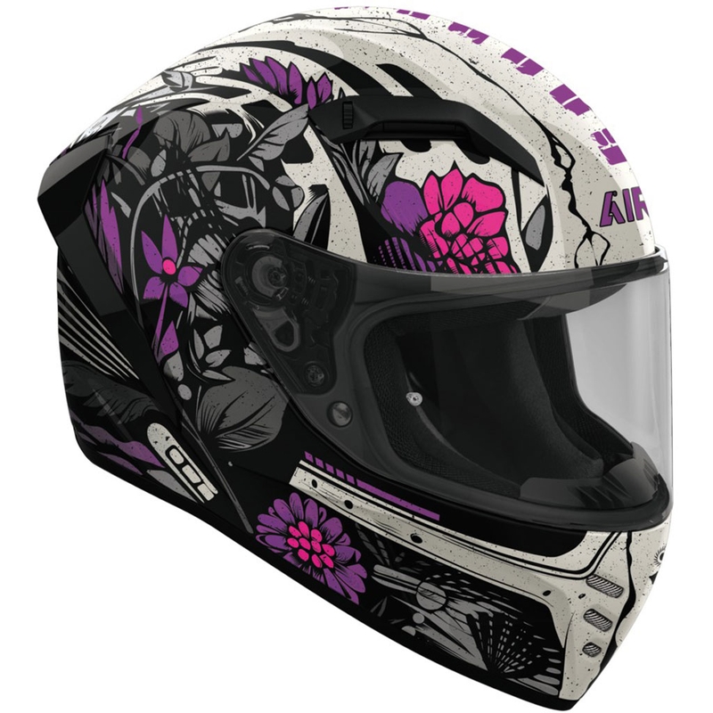 Airoh CONNOR Bloom Integralhelm Motorrad glänzend schwarz-grau-lila