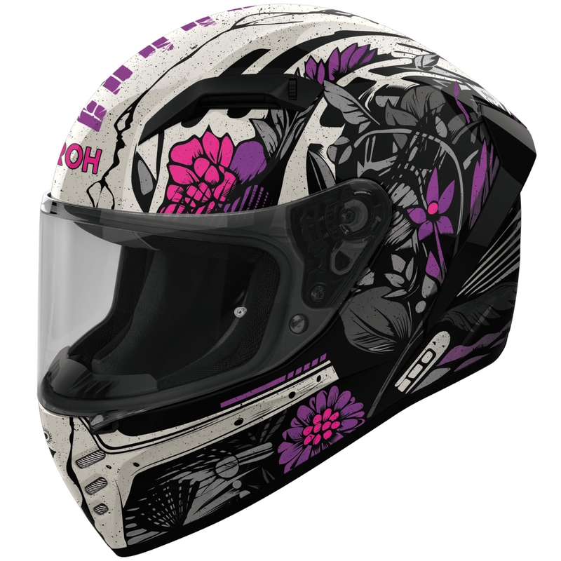 Airoh CONNOR Bloom Integralhelm Motorrad glänzend schwarz-grau-lila