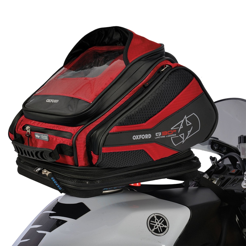 Tankrucksack für Motorrad Oxford Q30R QR schwarz-rot