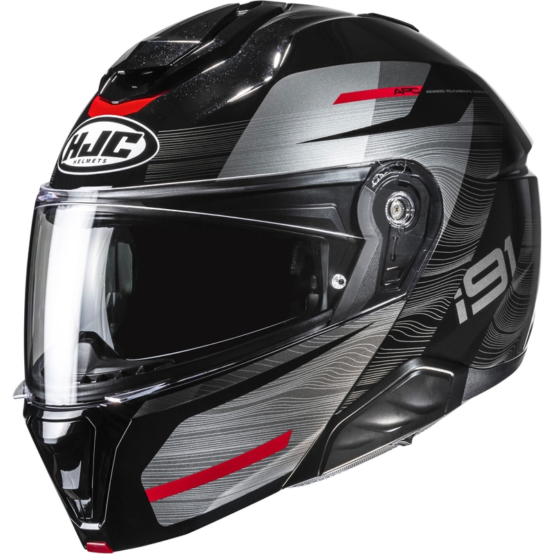 Klapphelm Motorrad HJC i91 Dusk MC1 schwarz-grau-rot