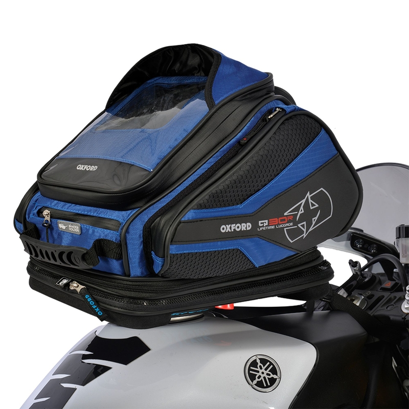 Tankrucksack für Motorrad Oxford Q30R QR schwarz-blau