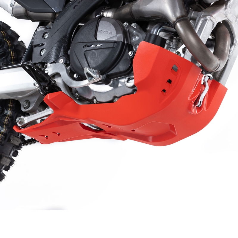 Skid Plate POLISPORT with link protector rot