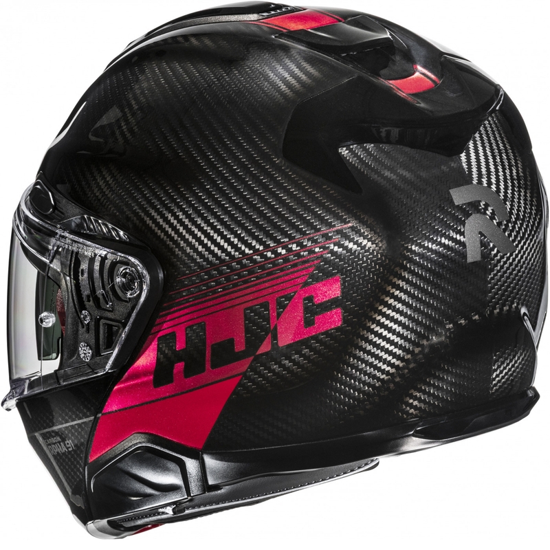 Klapphelm Motorrad HJC RPHA 91 CARBON Elig MC1 schwarz-rot