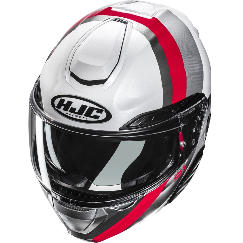 HJC RPHA 91 Fensh MC1 Motorrad-Klapphelm Weiß-Silber-Rot