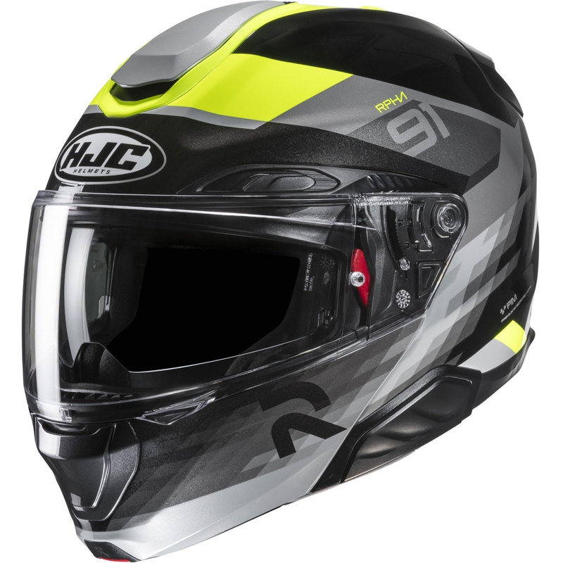 Klapphelm Motorrad HJC RPHA 91 Madal MC3H schwarz-grau-fluogelb