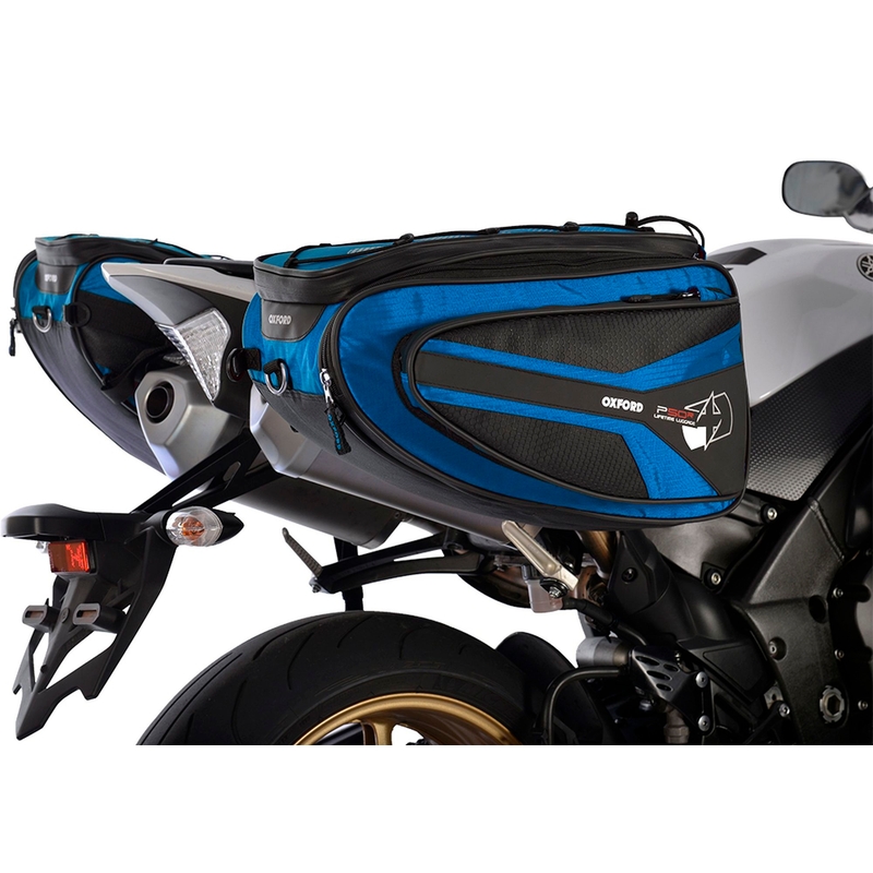 Oxford P50R Motorrad Seitenkoffer schwarz und blau