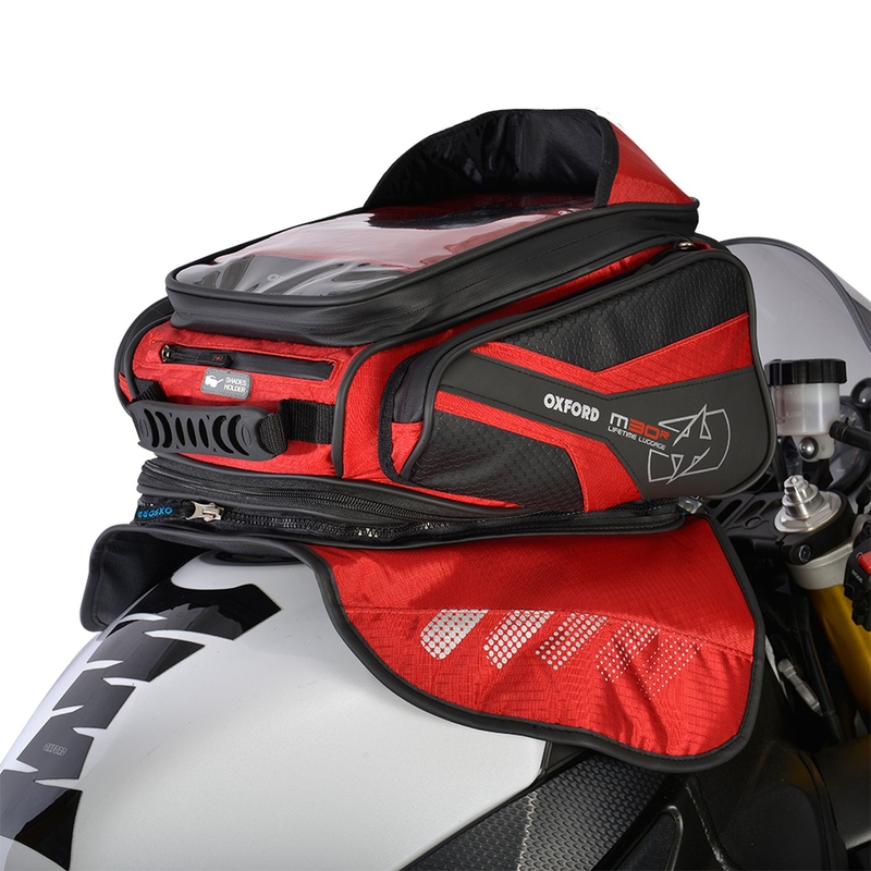 Tankrucksack für Motorrad Oxford M30R schwarz-rot