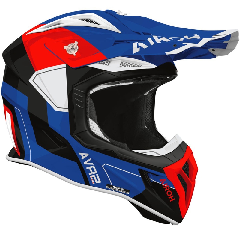 Motocrosshelm Airoh Aviator ACE 2 Shield glänzend blau-rot