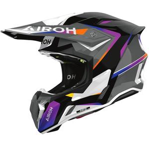 Motocrosshelm Airoh Twist 3 Hustle glänzend grau-lila