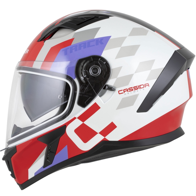 Cassida Orbit Track Integralhelm Motorrad fluo rot-weiß-lila-schwarz
