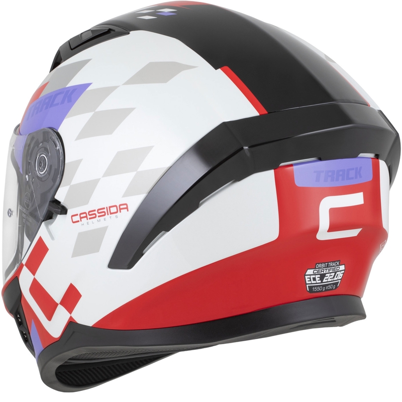 Cassida Orbit Track Integralhelm Motorrad fluo rot-weiß-lila-schwarz