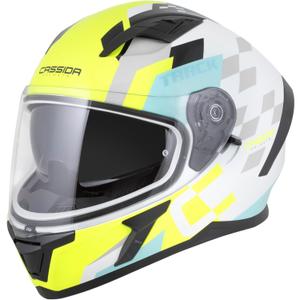 Cassida Orbit Track Integralhelm Motorrad weiß-fluo gelb-türkis-schwarz