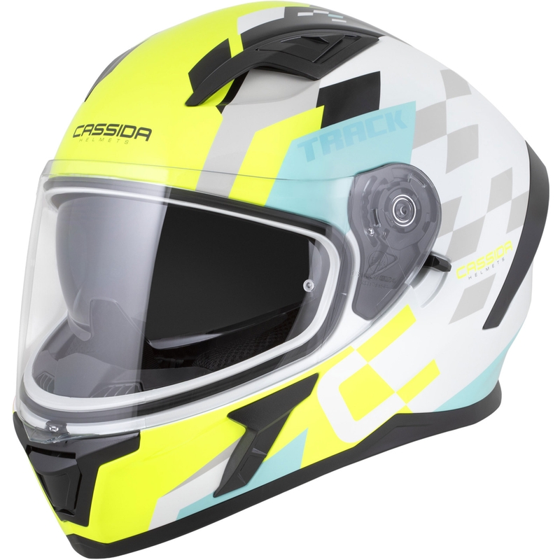Cassida Orbit Track Integralhelm Motorrad weiß-fluo gelb-türkis-schwarz