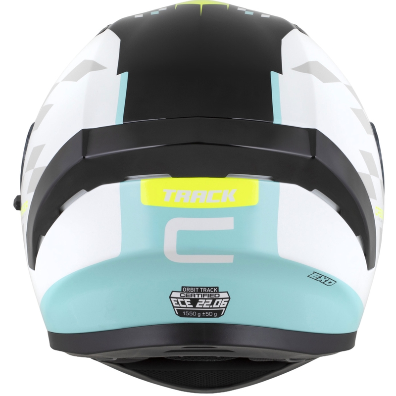 Cassida Orbit Track Integralhelm Motorrad weiß-fluo gelb-türkis-schwarz