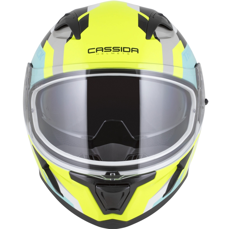Cassida Orbit Track Integralhelm Motorrad weiß-fluo gelb-türkis-schwarz