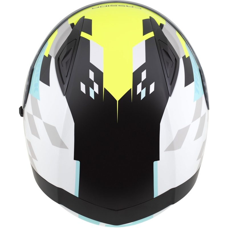 Cassida Orbit Track Integralhelm Motorrad weiß-fluo gelb-türkis-schwarz
