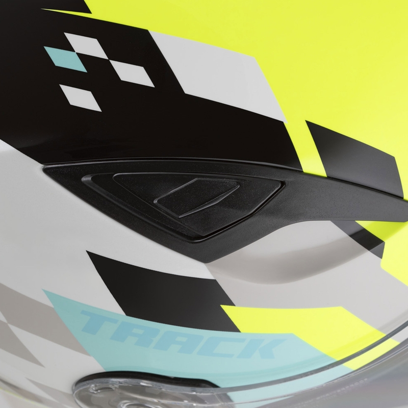 Cassida Orbit Track Integralhelm Motorrad weiß-fluo gelb-türkis-schwarz