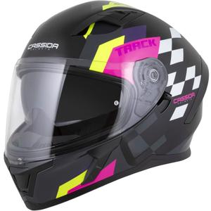Cassida Orbit Track Integralhelm Motorrad schwarz-pink-lila-fluo gelb-weiß