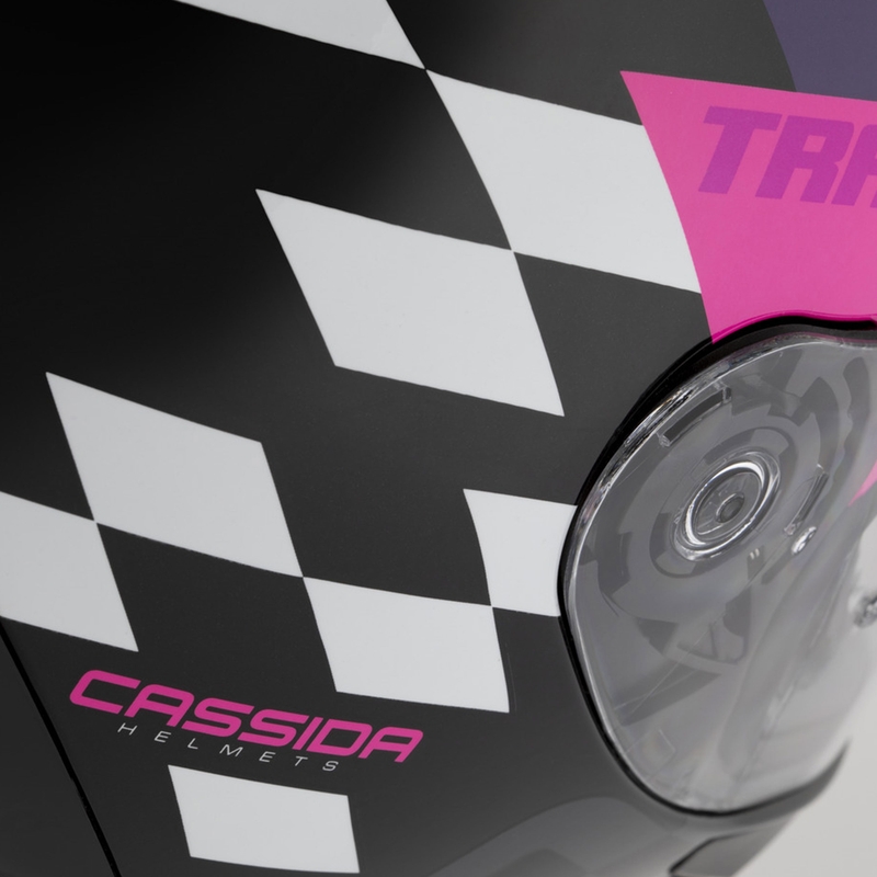 Cassida Orbit Track Integralhelm Motorrad schwarz-pink-lila-fluo gelb-weiß
