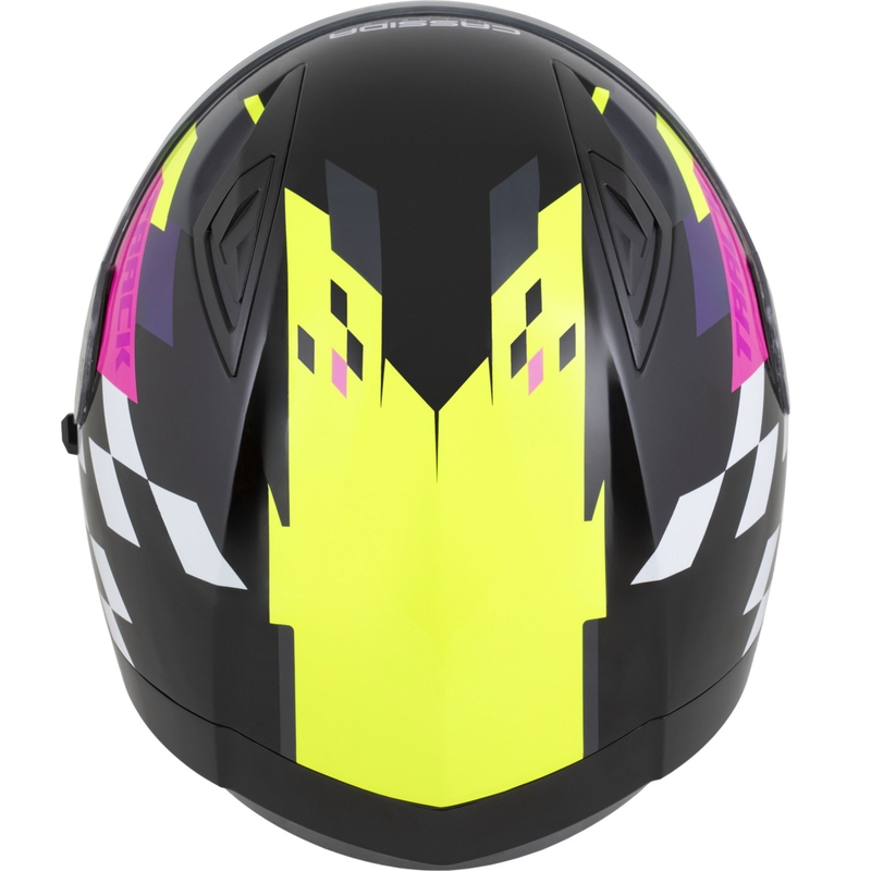 Cassida Orbit Track Integralhelm Motorrad schwarz-pink-lila-fluo gelb-weiß