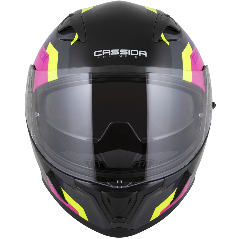 Cassida Orbit Track Integralhelm Motorrad schwarz-pink-lila-fluo gelb-weiß